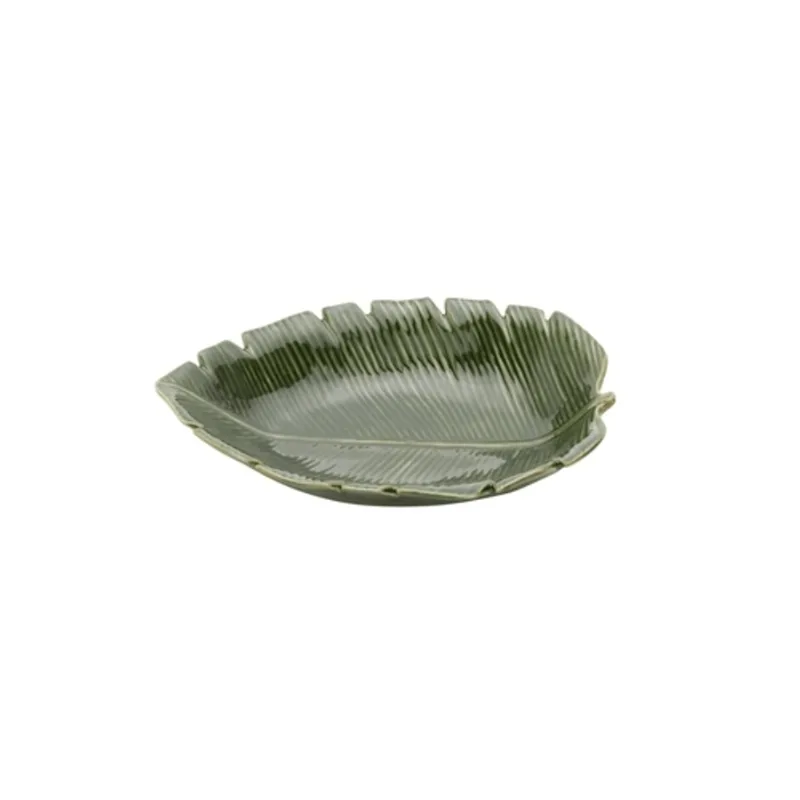 PRATO DECORATIVO DE CERAMICA BANANA LEAF VERDE (4332) - LYOR PRATO DECORATIVO DE CERAMICA BANANA LEAF VERDE 23X16X4,5CM (4332)