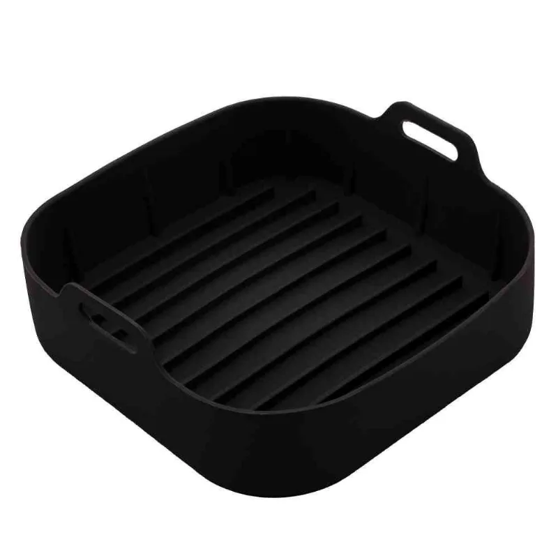 Forma Quadrada Silicone para Air Fryer Lyor 20Cm - Preto