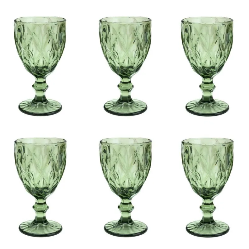 Conjunto De Taças De Vidro Para água 6 Peças 325 Ml Diamonds Verde Lyor - Lyor - Utilidades Domesticas