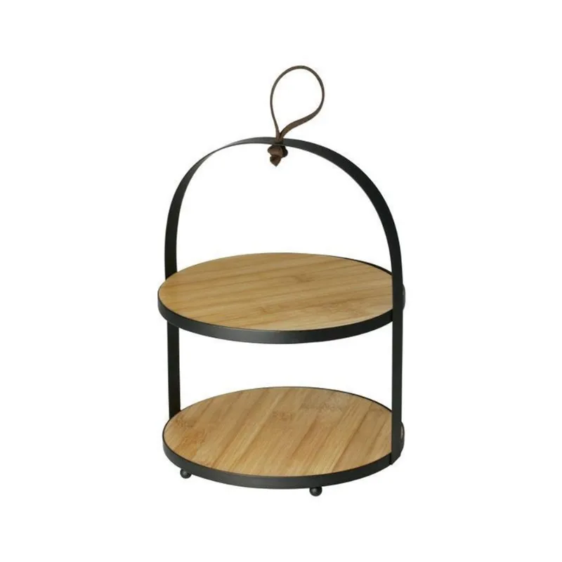 Suporte De Doces 2 Andares De Bambu E Metal 26Cm 7970 - Lyor - Câmeras E Drones