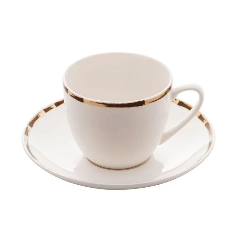 Xicara Porcelana Para Café C/pires Bambu 100ml