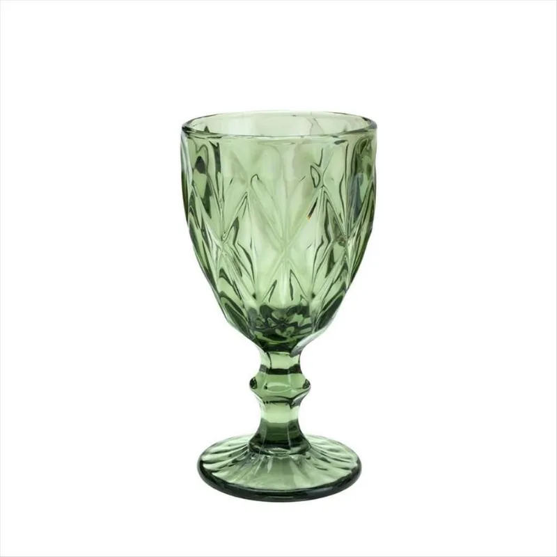 Taça Para Água Vidro Diamond Verde 325ml Lyor