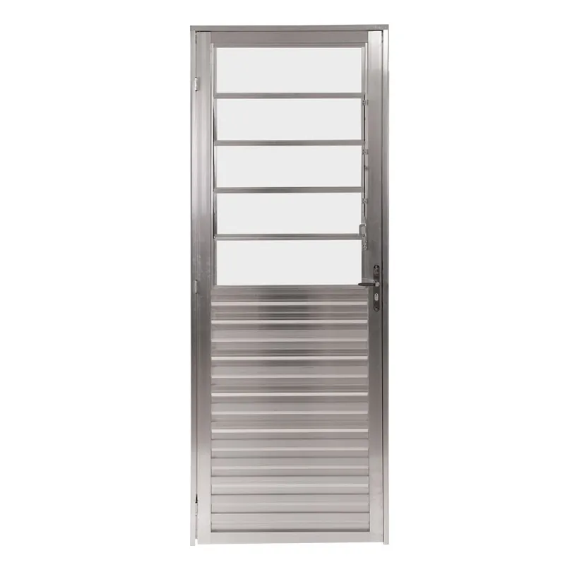 Porta De Giro Basculante Quality Home 80x210 Lado Direito Vd Canelado Alumínio Natural