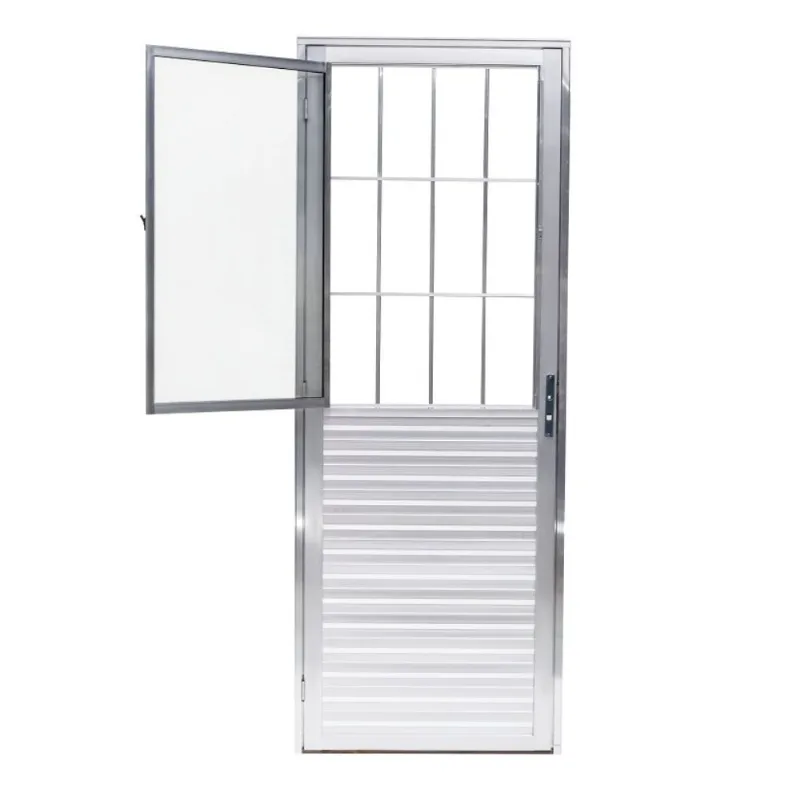 Porta Postigo Alumínio Brilhante Vidro Liso 210x80cm Quality Porta Postigo Vidro Liso Alumínio Brilhante Esquerdo 210x80cm