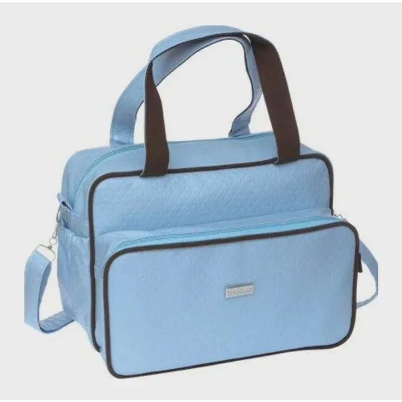 Bolsa quadrada pimpolho media com trocador azul bebê