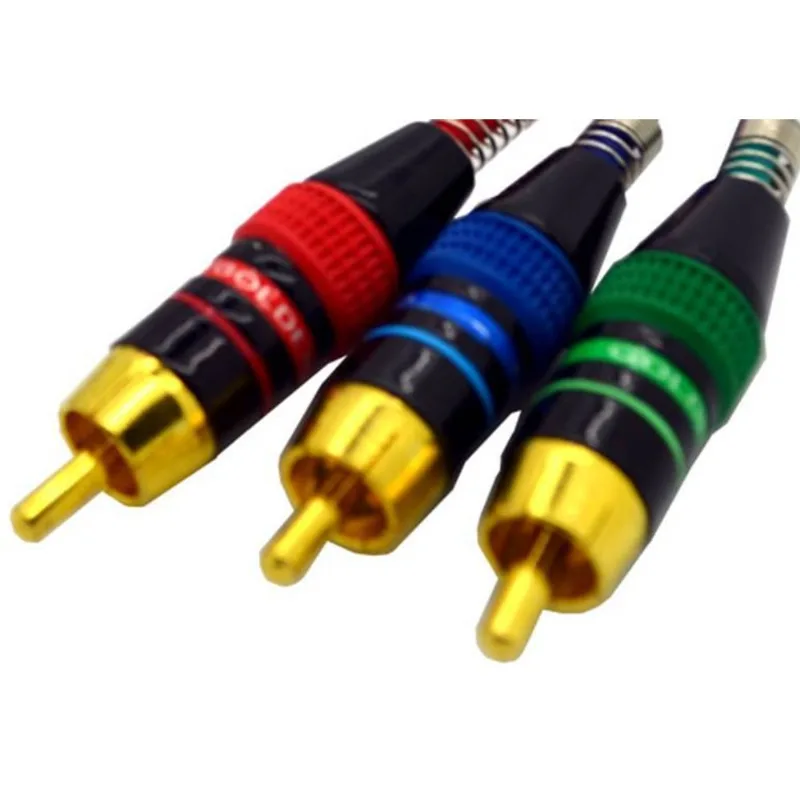 Plug Rca Macho Profissional Verde Gold 14 Peças
