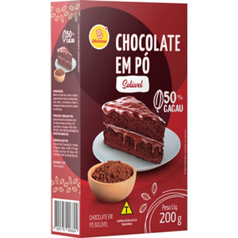 Chocolate em Pó GBarbosa 50% Cacau Caixa 200g