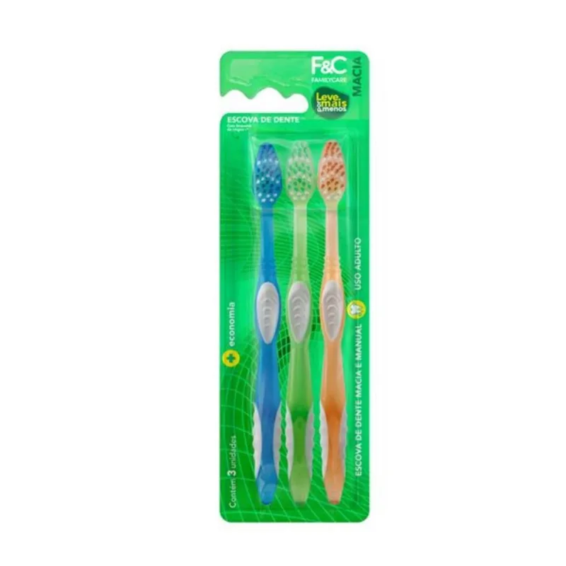 Escova Dental Family Care Macia Standard com 3 Unid