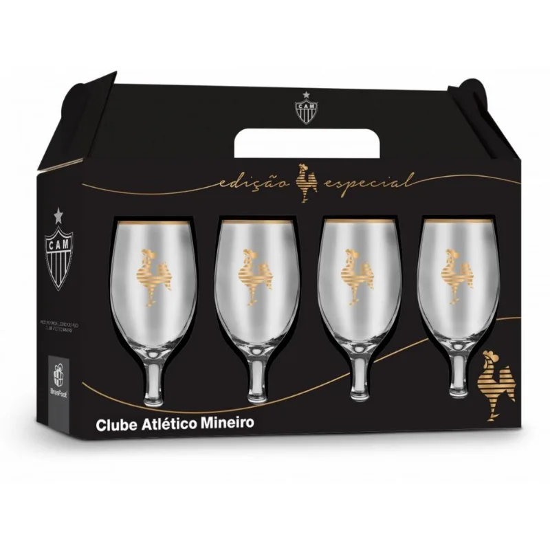 Conjunto 4 Taças Windsor Clube Atlético Mineiro Série Ouro