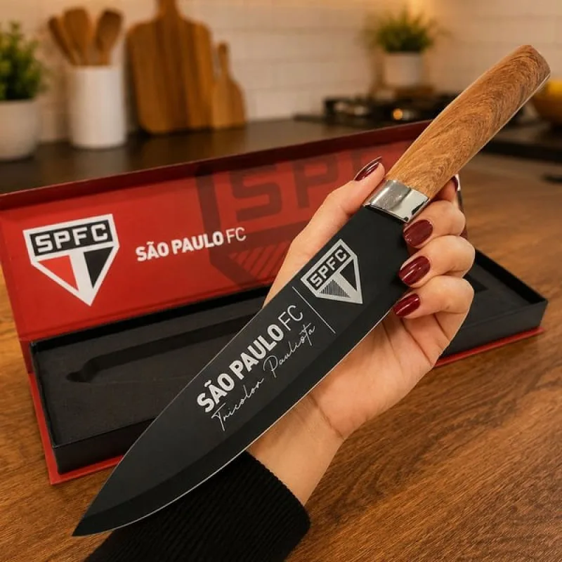 Faca São Paulo Futebol Clube Tricolor Paulista Steel Premium - Genérico - Utilidades Domesticas