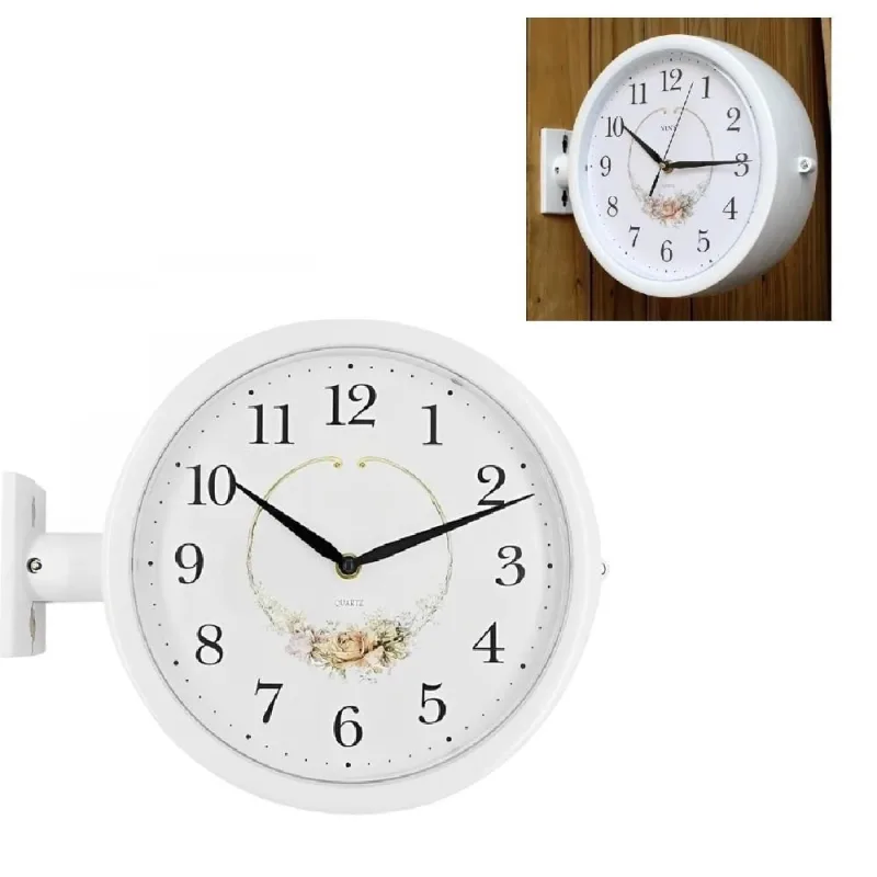 Relógio de Parede GD9836 Dupla Face Estilo Vintage Branco - OUTRAS - Agro