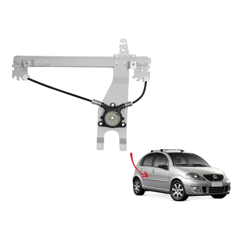 Máquina Vidro Elétrica Traseira Citroen C3 08/12 Motor Bosch Zinni e Guell Direito