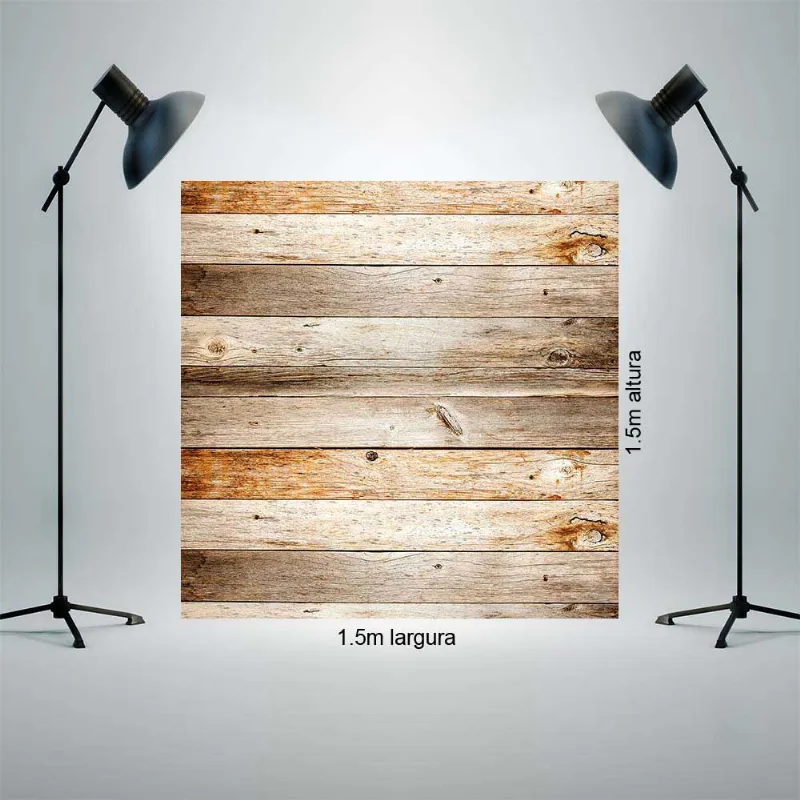 Painel Fundo Fotográfico Tecido 1,5x1,5m Madeira marron com branco e bege P913