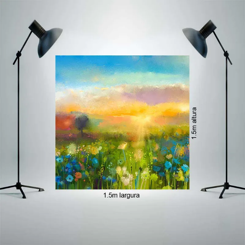 Painel Fundo Fotográfico Tecido 1,5x1,5m Campo de flores azul P947