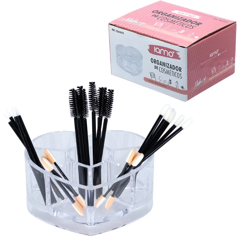 Organizador De Cosmeticos De Acrilico Coracao Com 8 Cavidades Iamo 11,5x9,5x6cm