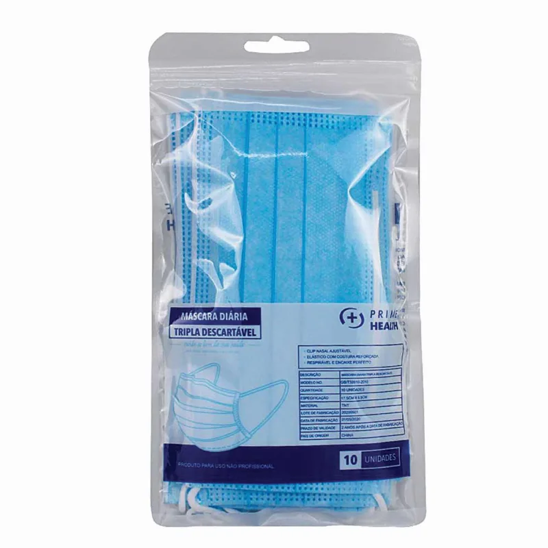 Máscaras Descartáveis Prime Health Ys43108 Com 10 Unidades