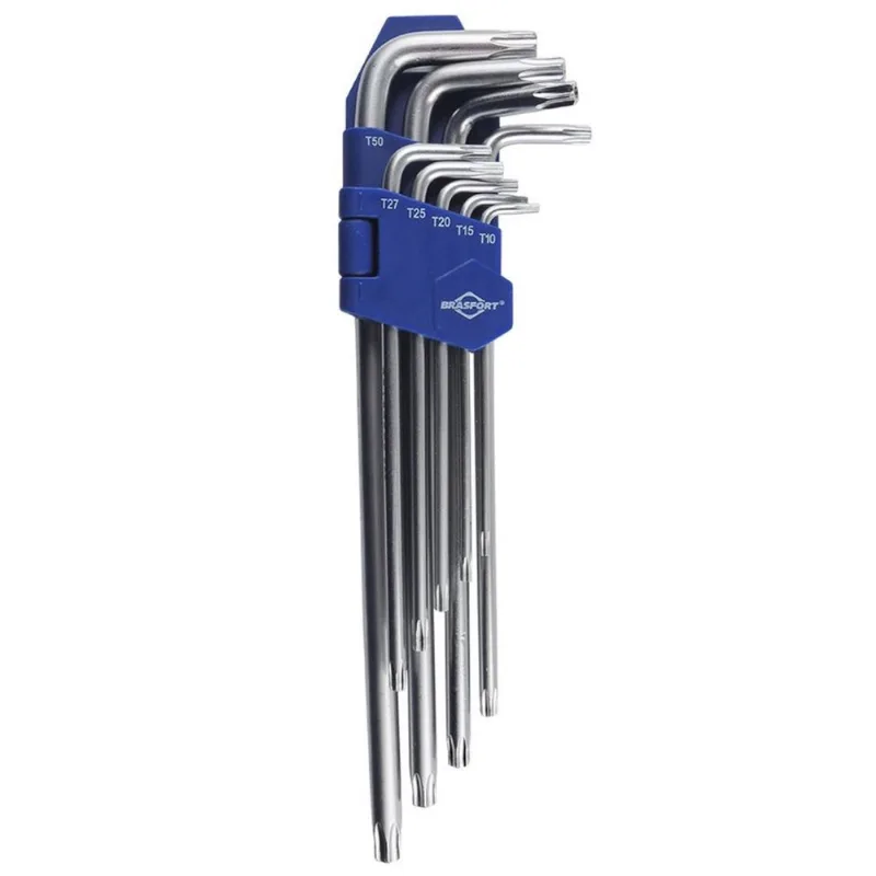 Kit Chave Torx Brasfort Extra Longa 9 Peças T10 A T50