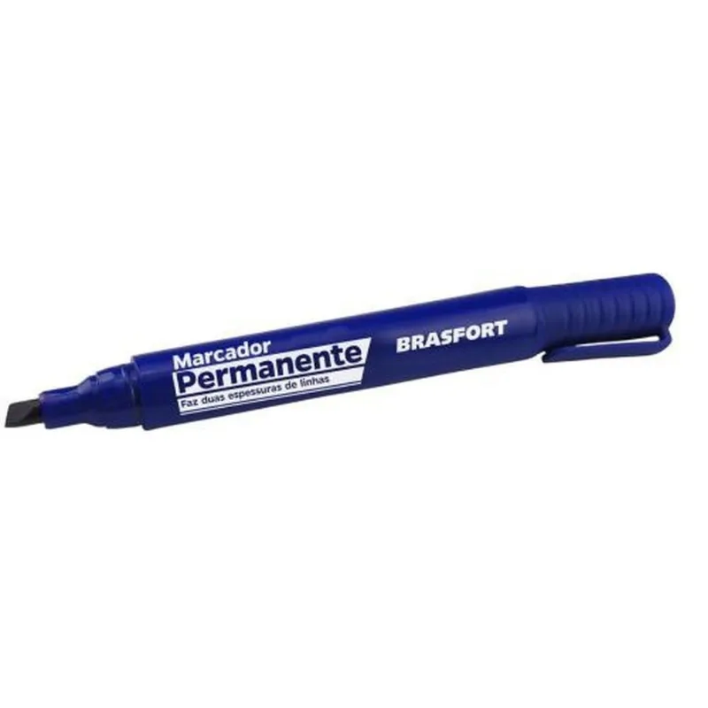 Caneta Marcador Permanente Ponta Grosse Azul Brasfort Tinta À Base De Álcool