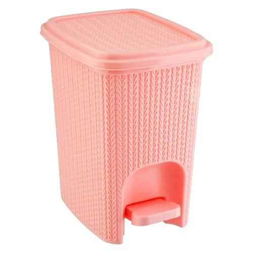 LIXEIRA COM PEDAL TRAMA ROSA QUARTZO 7L PLASÁTIL - PLASUTIL