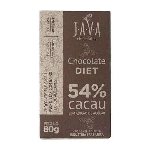 Chocolate Diet 54 Cacau 80g Java Chocolates - JAVA - Mercearia