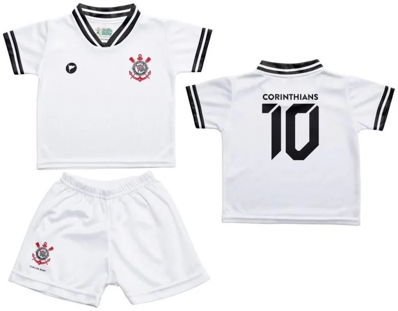 Conjunto Corinthians Uniforme Infantil Branco - Torcida Baby - Torcida Baby - Moda
