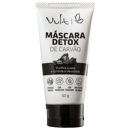 MASCARA FACIAL DETOX DE CARVÃO 50G - VULT - Vult - Máscara Facial