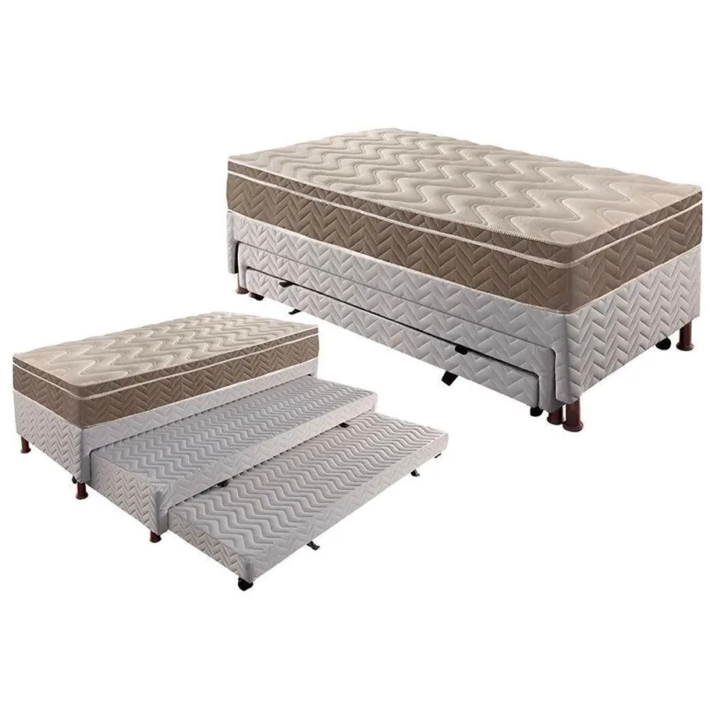 Cama Box com Colchão Solteiro Paropas Confort Ultra Espuma D33 Pillow Top Tecido Branco Paropas - OUTRAS - Colchões