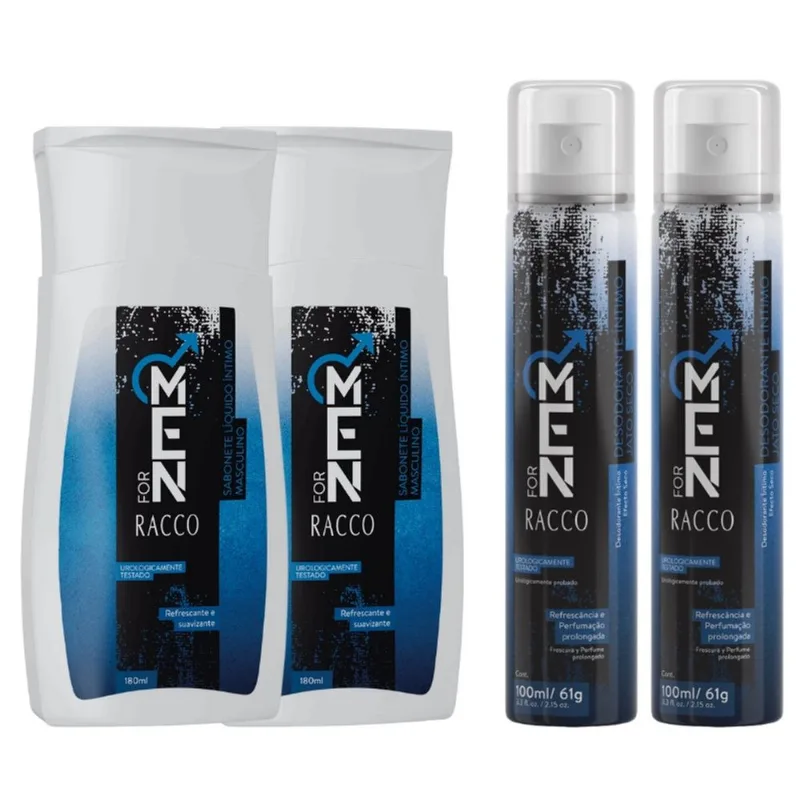 Kit 2 Sabonetes E 2 Desodorantes Intimo Masculino Racco For Men