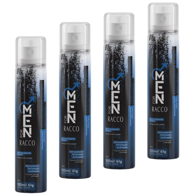 Kit c/4 Desodorante Intimo Masculino Racco For Men 100ml
