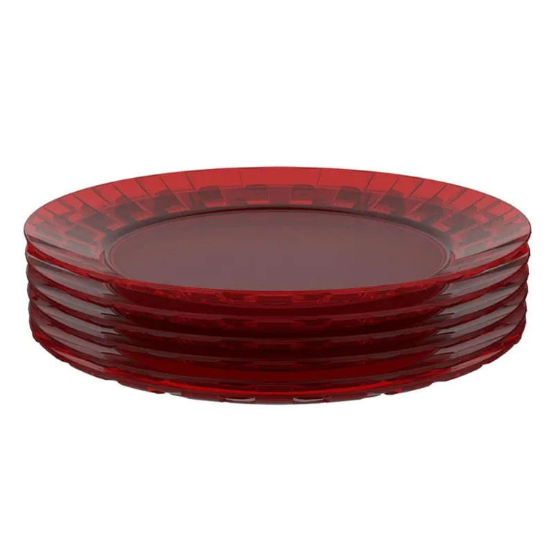 Jogo 6 Pratos Vermelhos Grandes 26cm Crippa Servir Mesa Posta Porções Aperitivos