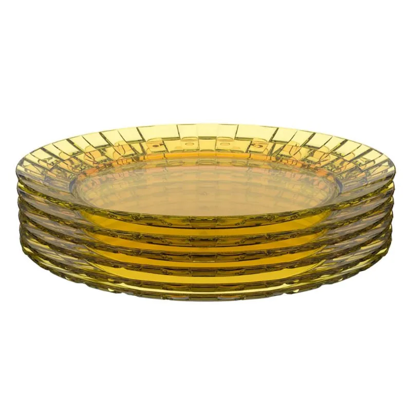 Jogo 6 Pratos Grandes 26cm Amarelo Crippa Servir Mesa Posta Porções Aperitivos
