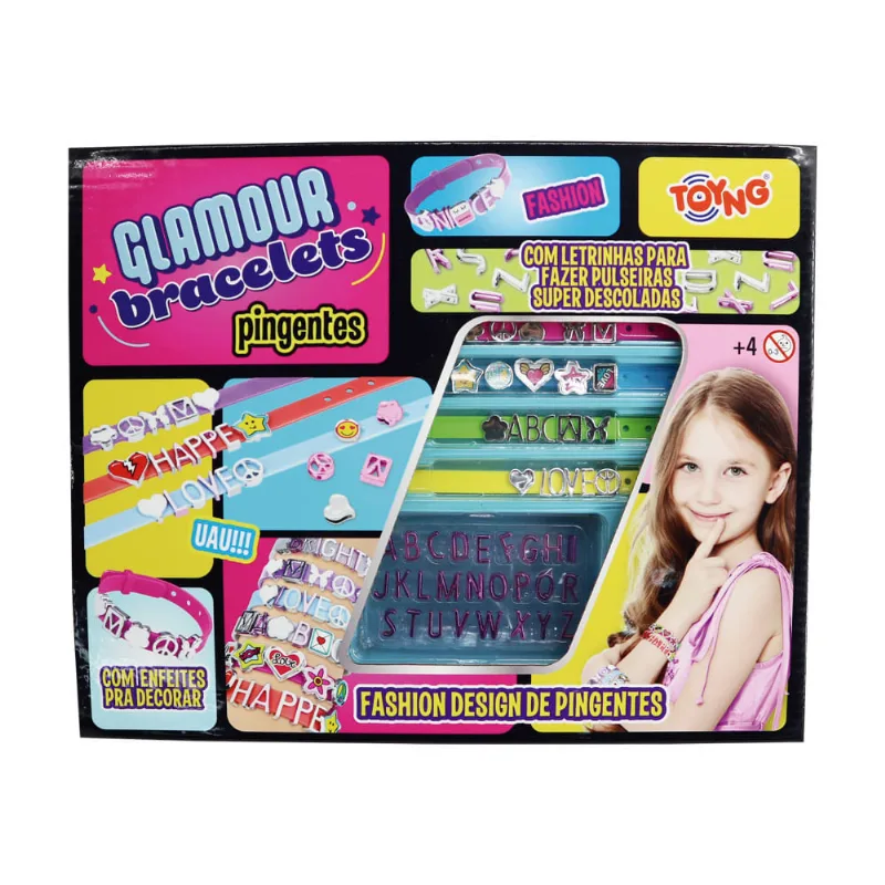 Conjunto De Pulseiras - Glamour Braceletes - Pingentes de Letras - Toyng