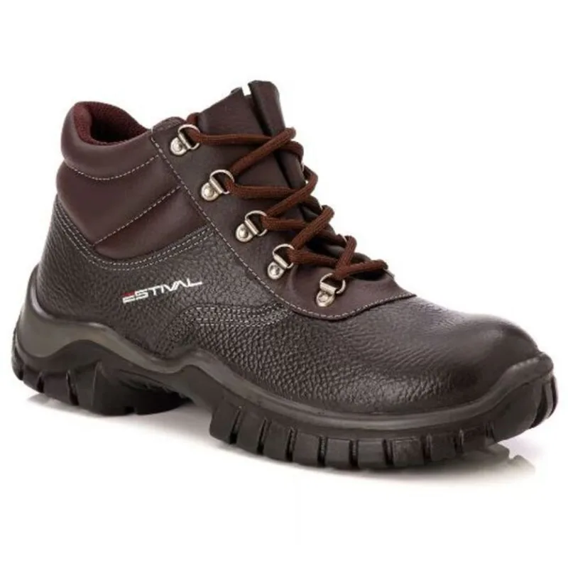 Bota Work Bico Plástico Cano Médio Estival Bota Work Marrom Bico Plástico Ca44591 N38 Estival