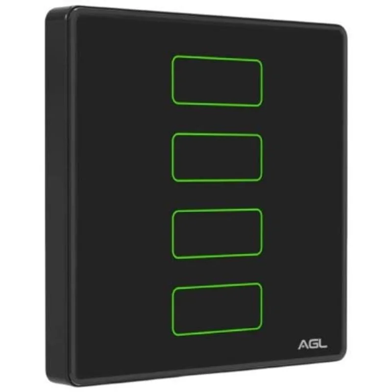 Interruptor Touch AGL 4 Teclas 433MHz Preto (MP)