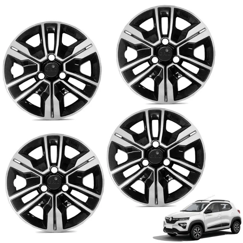 Jogo De Calota Kwid Outsider 2023 Aro 14 Pressão Preto E Prata