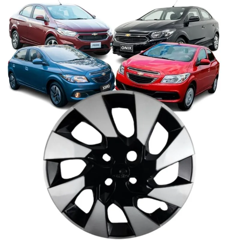 1 Calota Modelo Onix Prisma 2016 Aro 15 Preto/prata Cubo Padrão Parafuso Grid