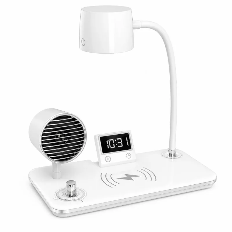 Luminária de Mesa com Caixa de Som 4 em 1 (BRANCO) - Genérico - Relógios
