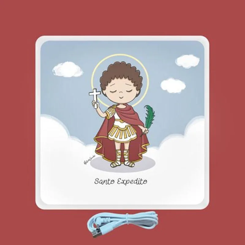 Mini Luminária Box Santo Expedito Usb