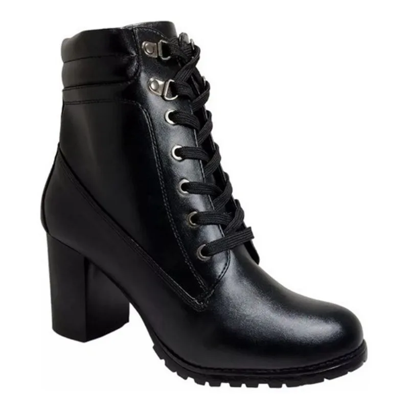 Bota coturno feminino mooncity salto alto cano médio casual