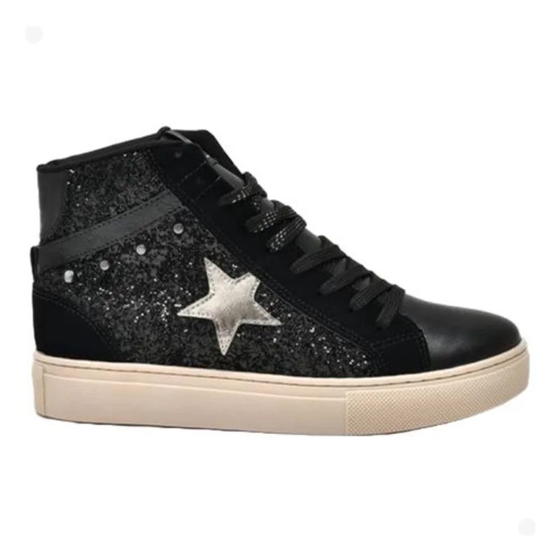 Tênis casual feminino via marte maxi glitter cano alto moda