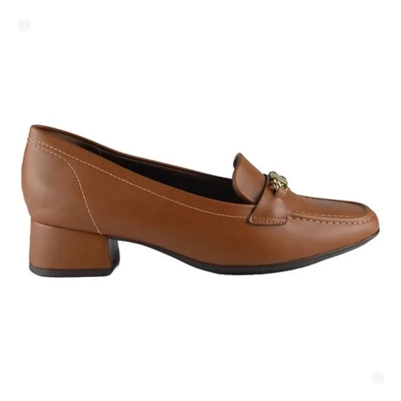 Sapato mocassim feminino comfortflex saltinho bico quadrado