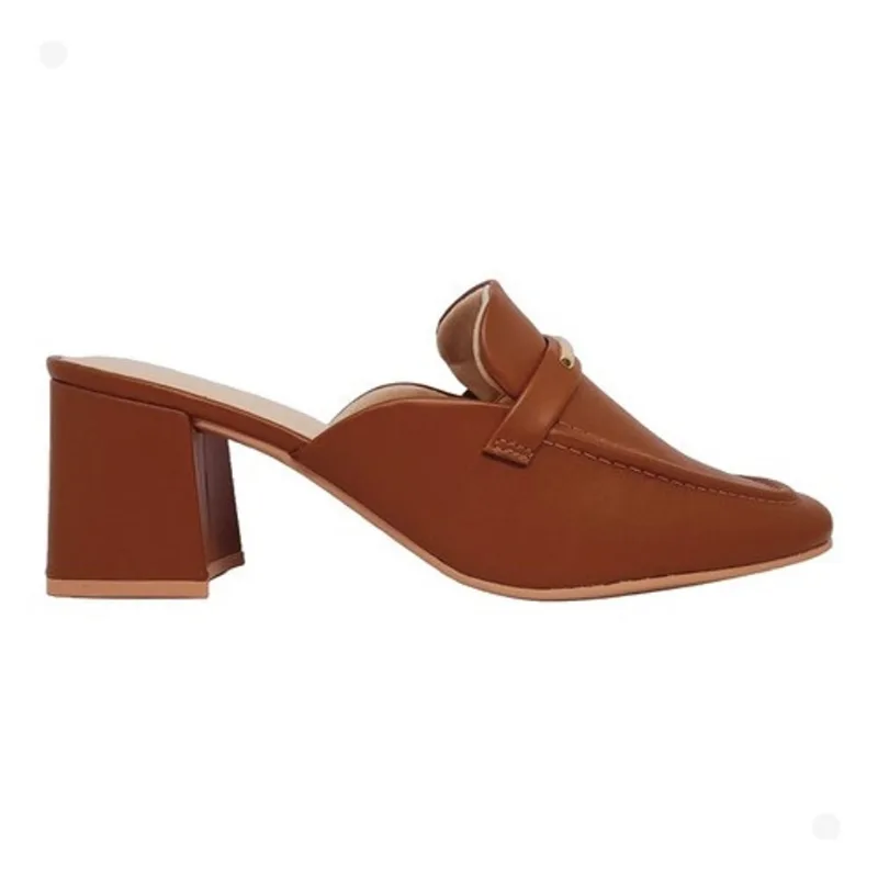 Mule feminino tamanco ramarim salto bloco alto original