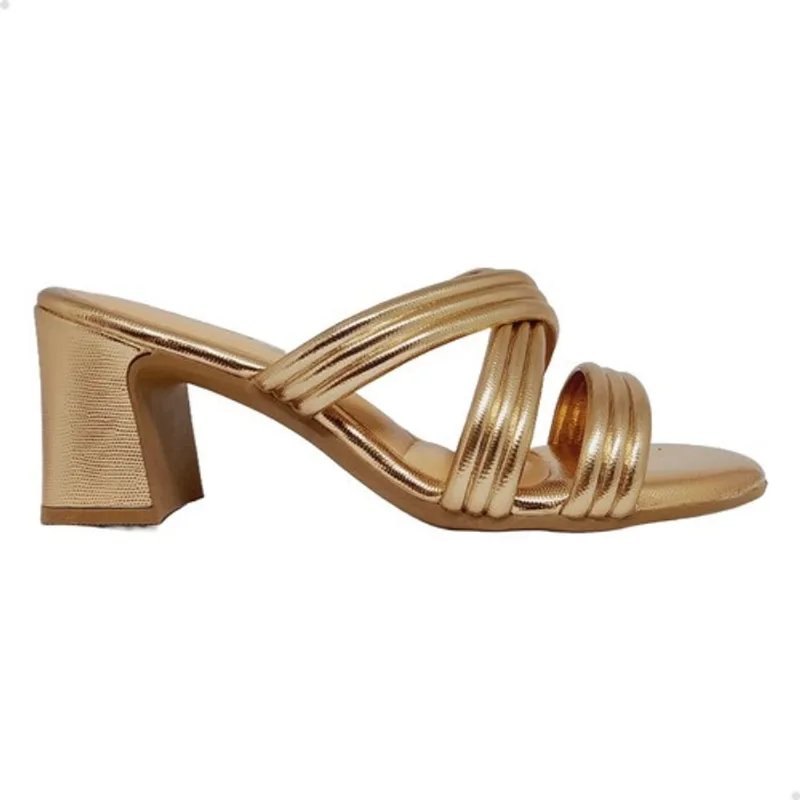 Tamanco mississipi salto alto grosso slide original bronze