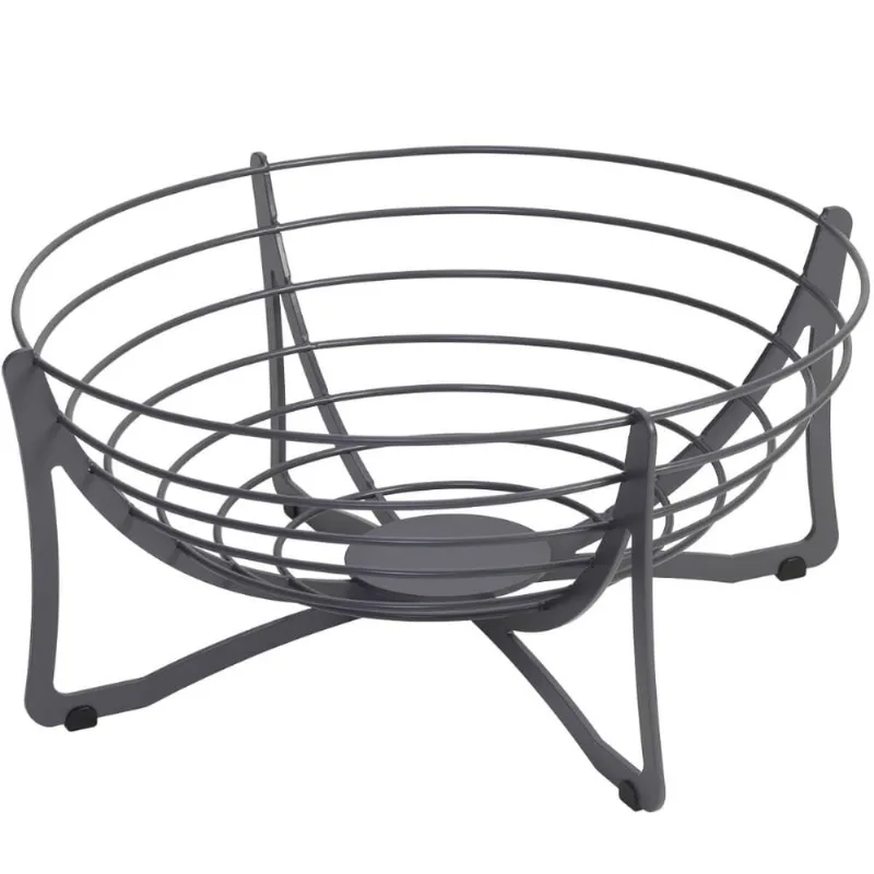 Cesta de Frutas Fruteira Redonda de Mesa Cinza 34,5cm Masutti Aramada Carbono