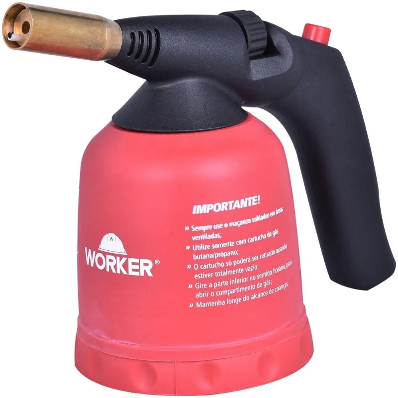 Maçarico Soldador Gás 1kg Piezo Cobre Prata Worker
