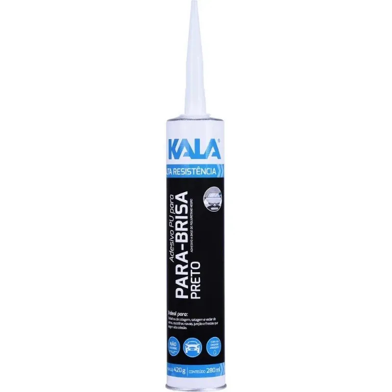 Adesivo Poliuretano Automotivo Fixa Para-brisas Para Colagem De Vidros Preto 280ml 420g Kala