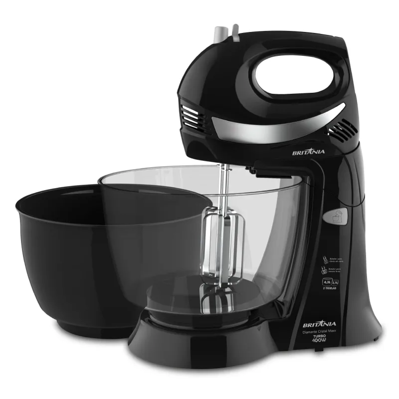 Batedeira Britânia Diamante Cristal Maxx Tigelas 400W Preta - Britânia - Cozinha