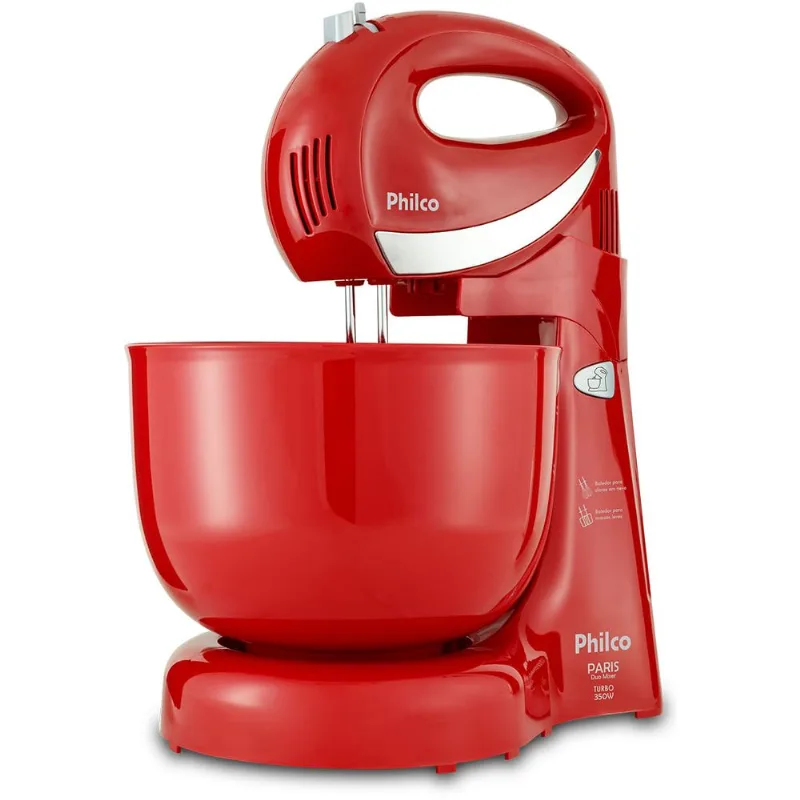 Batedeira Philco Paris Duo Mixer Turbo 350W Vermelha 220V