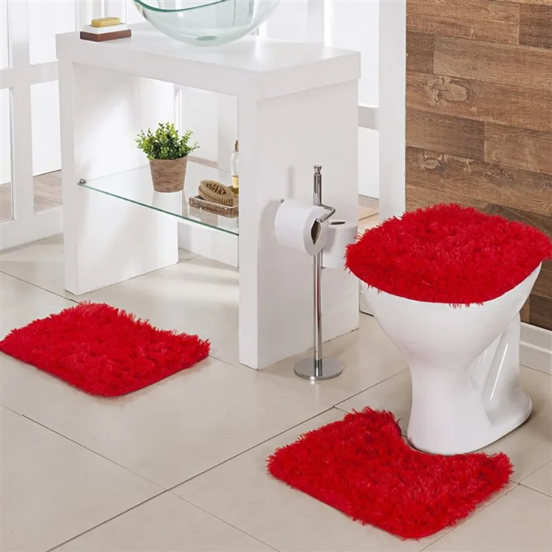 JOGO DE BANHEIRO 3PCS CONGO VERMELHO