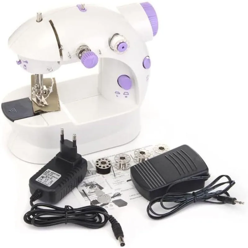 Mini Máquina De Costura Portátil Bivolt Com Pedal Sm202 - OUTRAS - Artesanato